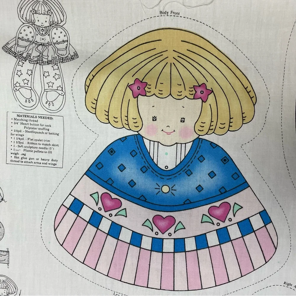 Vintage 90s Daisy Kingdom Starlight Soft Doll Angel Plush Kit Fabric Panel‎ #K11